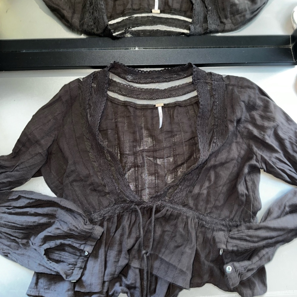 Long sleeve flowy brown top